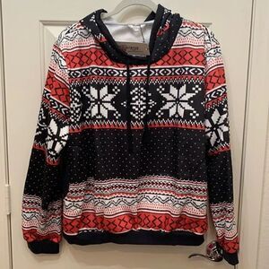 Meaneor Snow Flake JacketRed Black White Hooded  XXL Woman’s Unisex Jacket New